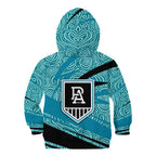 Port Adelaide Australian Football Kid Hoodie Power Hero Mascot With Indigenous Pattern Art