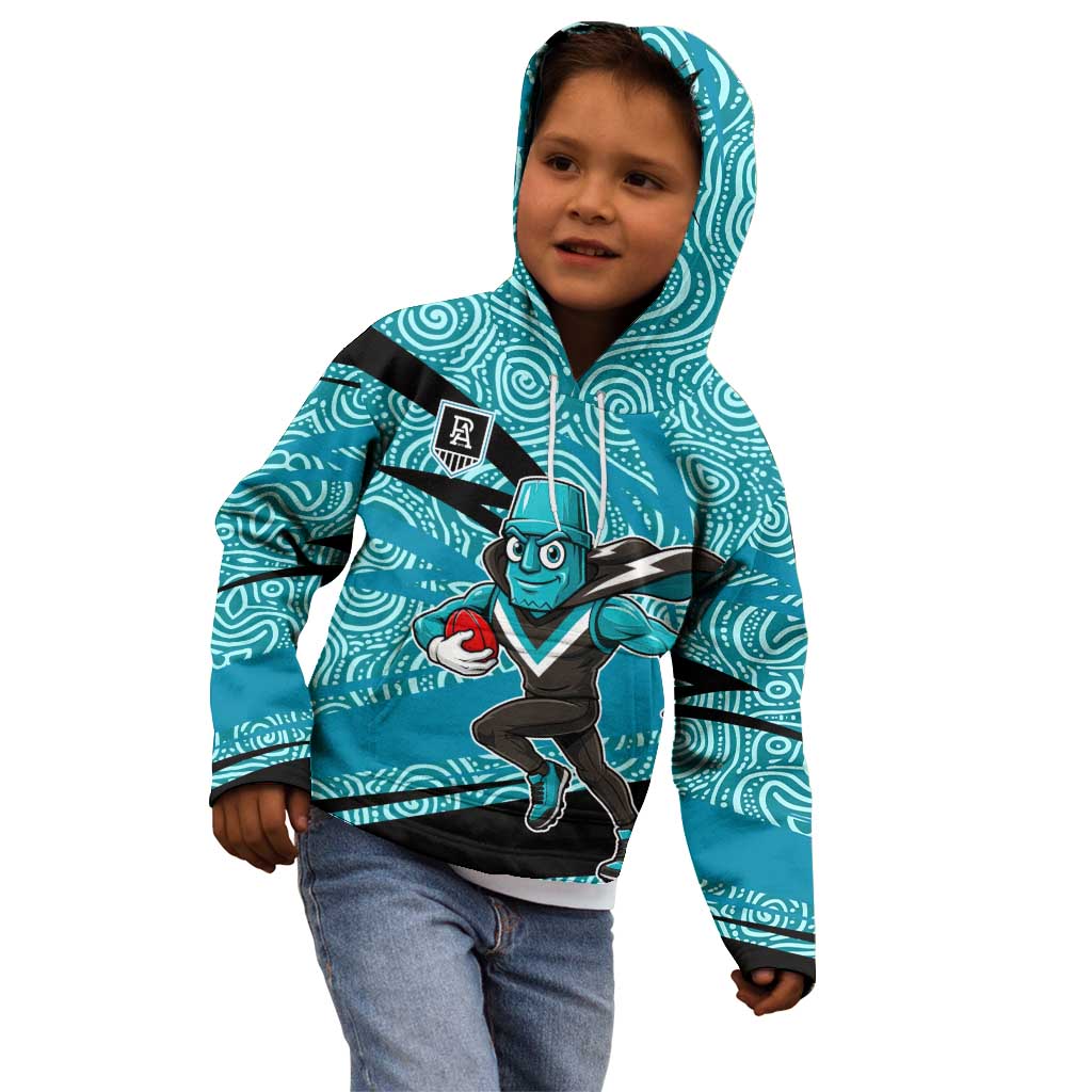 Port Adelaide Australian Football Kid Hoodie Power Hero Mascot With Indigenous Pattern Art