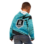 Port Adelaide Australian Football Kid Hoodie Power Hero Mascot With Indigenous Pattern Art