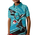 Port Adelaide Australian Football Kid Polo Shirt Power Hero Mascot With Indigenous Pattern Art