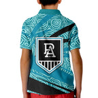 Port Adelaide Australian Football Kid Polo Shirt Power Hero Mascot With Indigenous Pattern Art