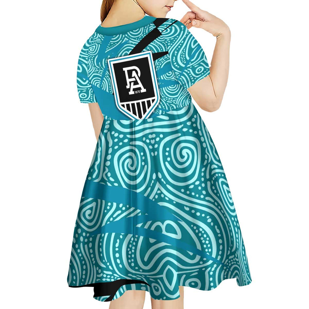 Port Adelaide Australian Football Kid Short Sleeve Dress Power Hero Mascot With Indigenous Pattern Art