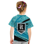 Port Adelaide Australian Football Kid T Shirt Power Hero Mascot With Indigenous Pattern Art