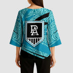 Port Adelaide Australian Football Kimono Sleeve Blouse Power Hero Mascot With Indigenous Pattern Art