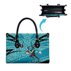 Port Adelaide Australian Football Leather Bag Power Hero Mascot With Indigenous Pattern Art