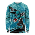 Port Adelaide Australian Football Long Sleeve Shirt Power Hero Mascot With Indigenous Pattern Art