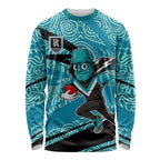 Port Adelaide Australian Football Long Sleeve Shirt Power Hero Mascot With Indigenous Pattern Art