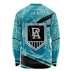Port Adelaide Australian Football Long Sleeve Shirt Power Hero Mascot With Indigenous Pattern Art