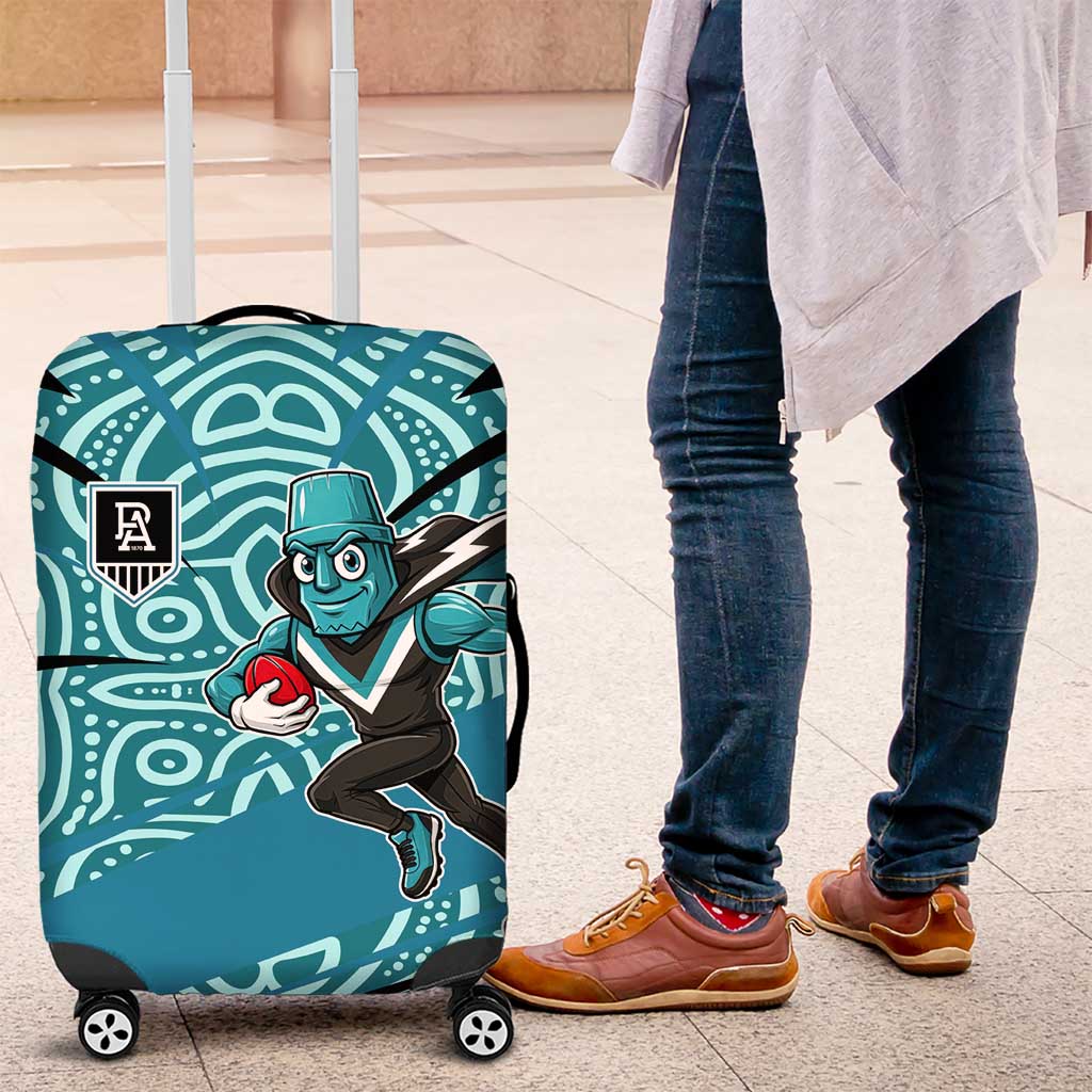 Port Adelaide Australian Football Luggage Cover Power Hero Mascot With Indigenous Pattern Art