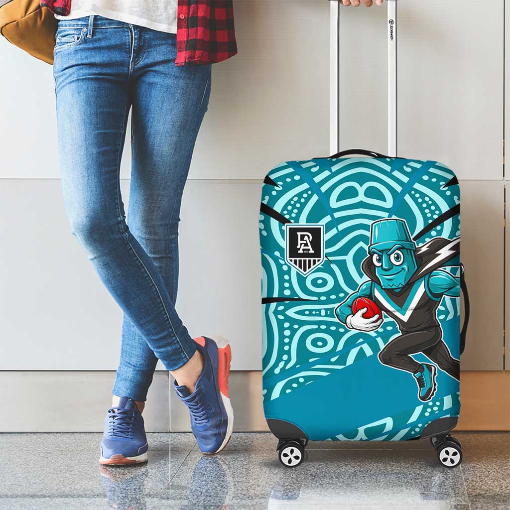 Port Adelaide Australian Football Luggage Cover Power Hero Mascot With Indigenous Pattern Art