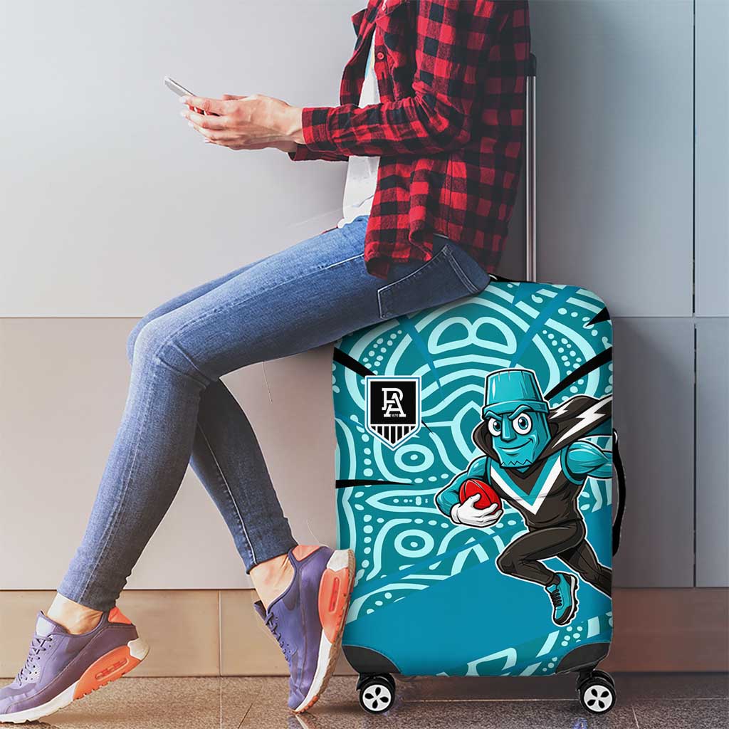 Port Adelaide Australian Football Luggage Cover Power Hero Mascot With Indigenous Pattern Art