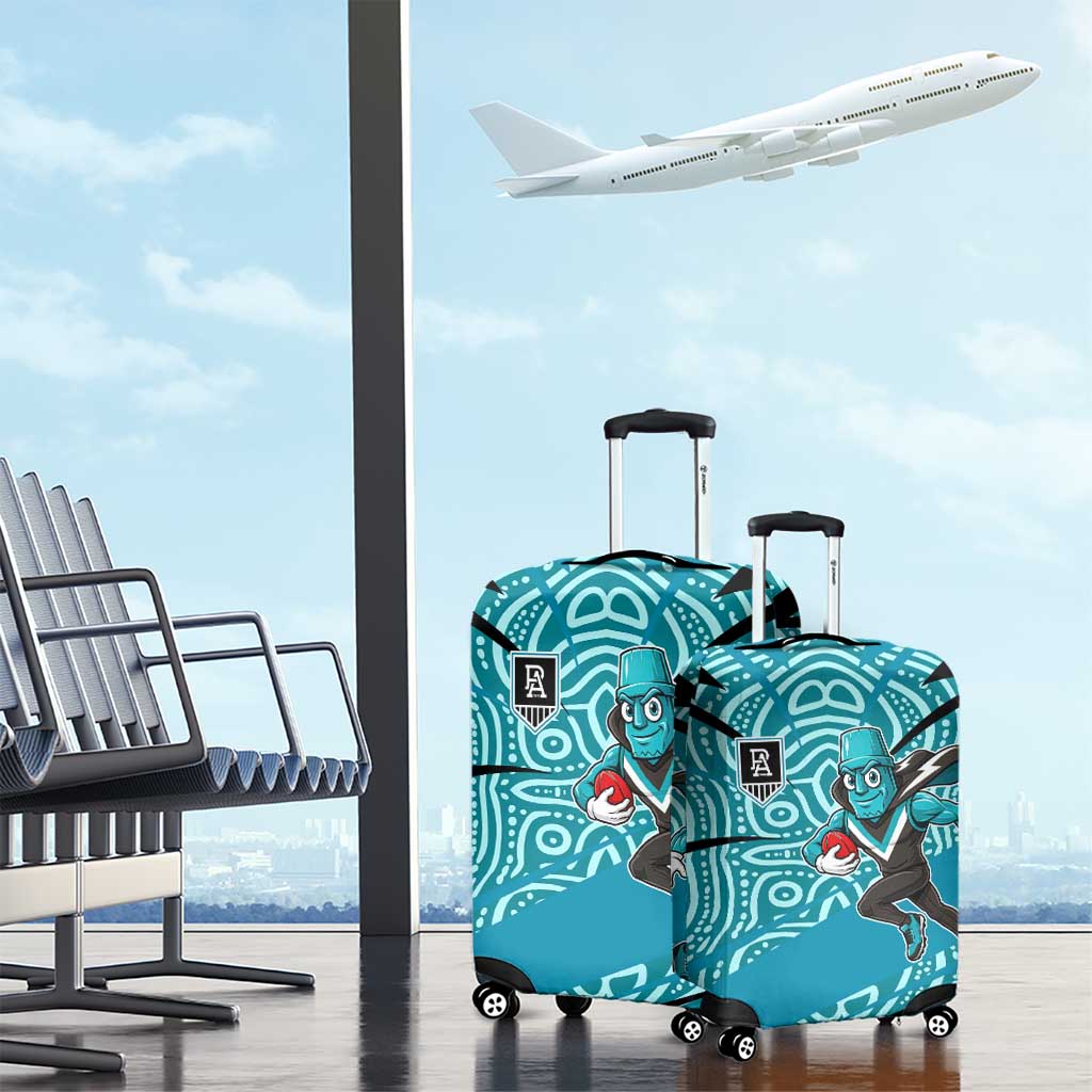 Port Adelaide Australian Football Luggage Cover Power Hero Mascot With Indigenous Pattern Art