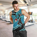 Port Adelaide Australian Football Men Tank Top Power Hero Mascot With Indigenous Pattern Art