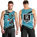 Port Adelaide Australian Football Men Tank Top Power Hero Mascot With Indigenous Pattern Art