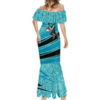Port Adelaide Australian Football Mermaid Dress Power Hero Mascot With Indigenous Pattern Art