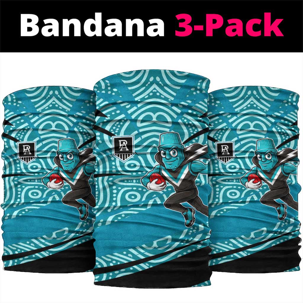 Port Adelaide Australian Football Neck Gaiter Power Hero Mascot With Indigenous Pattern Art