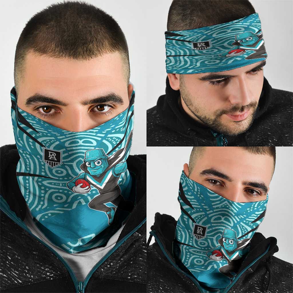 Port Adelaide Australian Football Neck Gaiter Power Hero Mascot With Indigenous Pattern Art