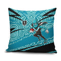 Port Adelaide Australian Football Pillow Cover Power Hero Mascot With Indigenous Pattern Art