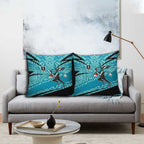 Port Adelaide Australian Football Pillow Cover Power Hero Mascot With Indigenous Pattern Art