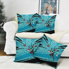 Port Adelaide Australian Football Pillow Cover Power Hero Mascot With Indigenous Pattern Art