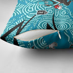 Port Adelaide Australian Football Pillow Cover Power Hero Mascot With Indigenous Pattern Art