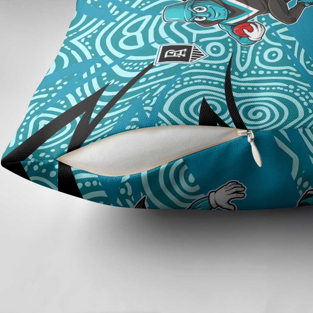 Port Adelaide Australian Football Pillow Cover Power Hero Mascot With Indigenous Pattern Art