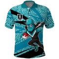 Port Adelaide Australian Football Polo Shirt Power Hero Mascot With Indigenous Pattern Art