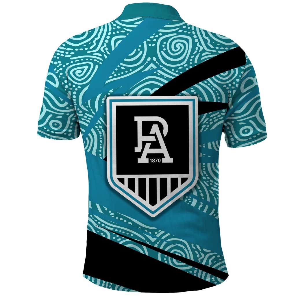 Port Adelaide Australian Football Polo Shirt Power Hero Mascot With Indigenous Pattern Art