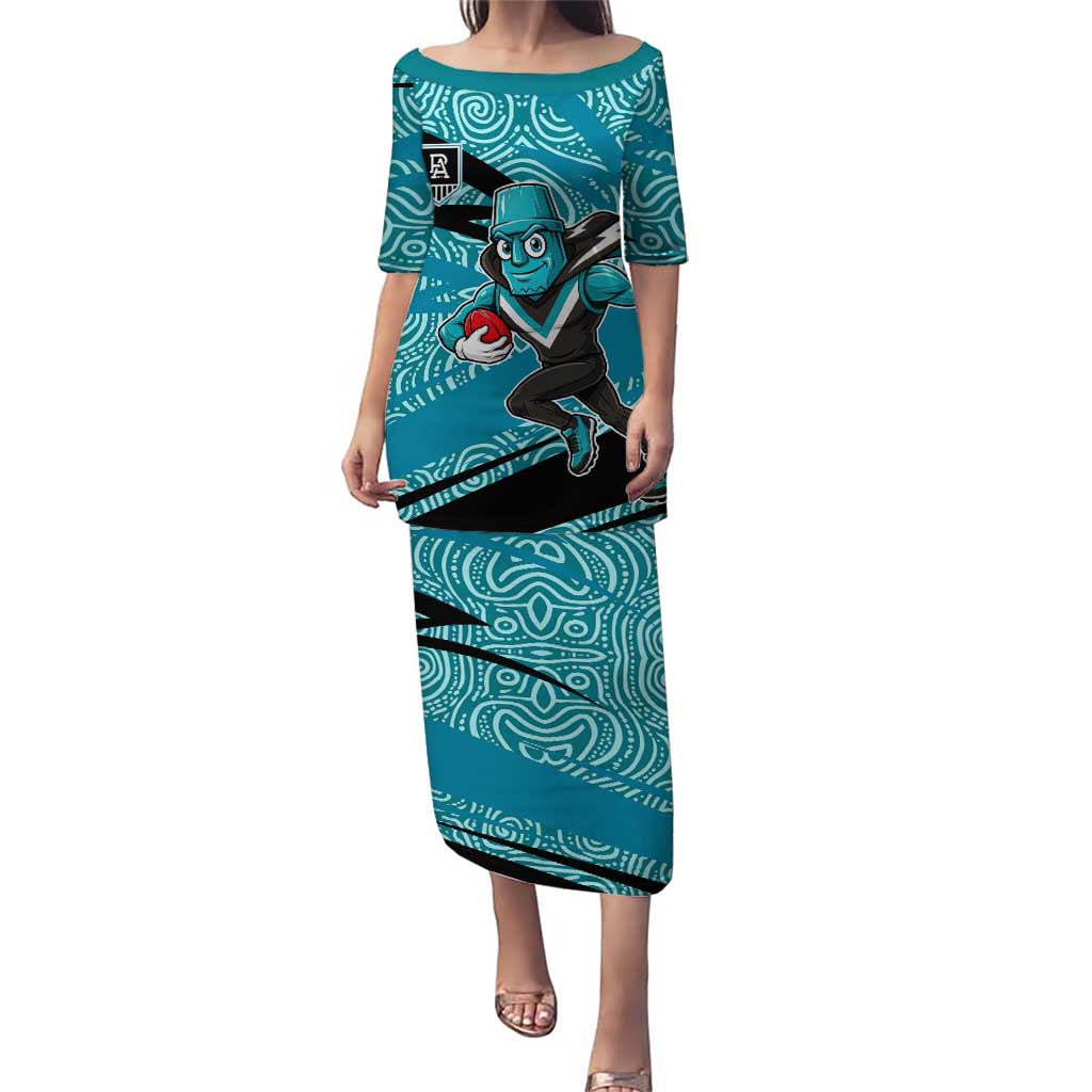 Port Adelaide Australian Football Puletasi Power Hero Mascot With Indigenous Pattern Art