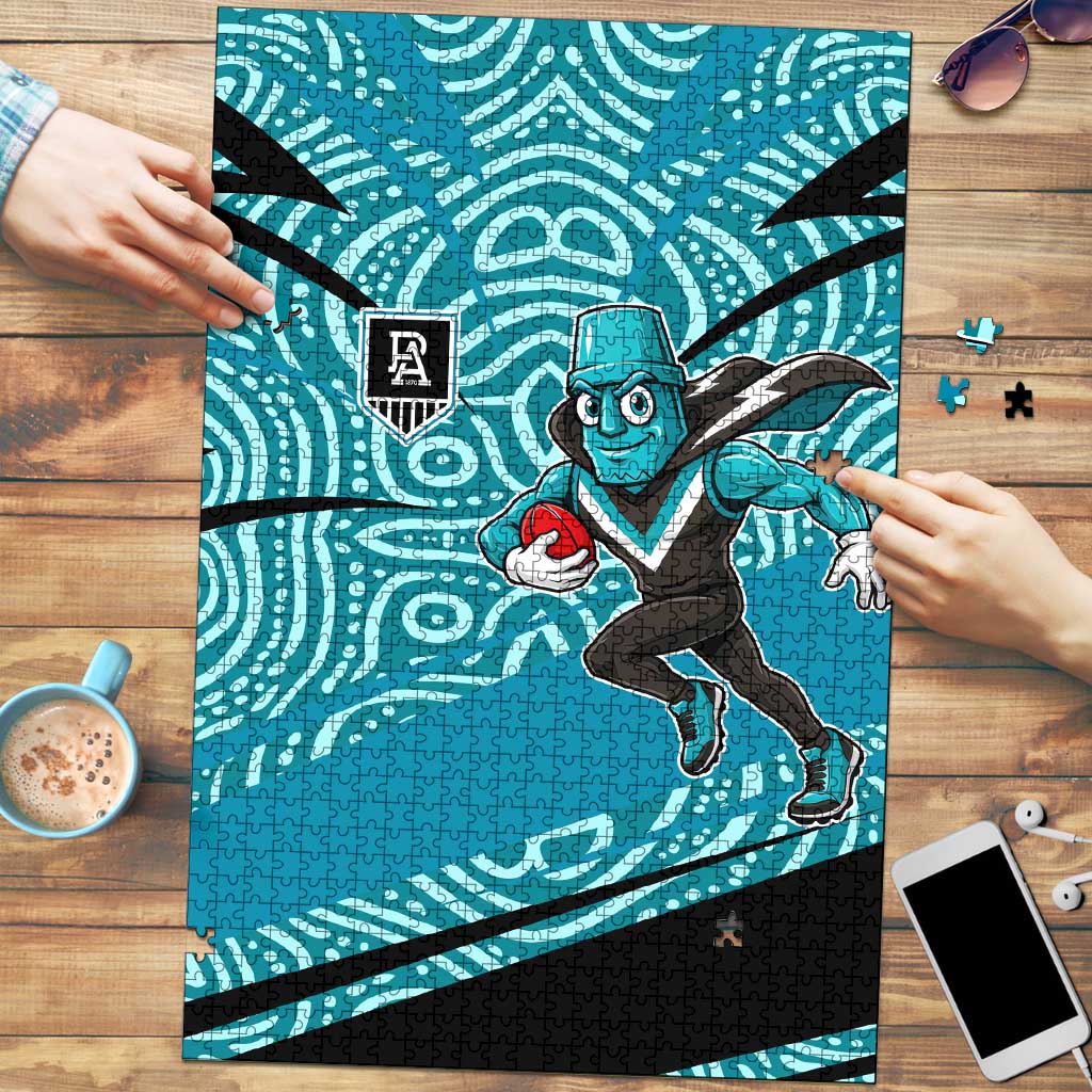 Port Adelaide Australian Football Puzzle Power Hero Mascot With Indigenous Pattern Art