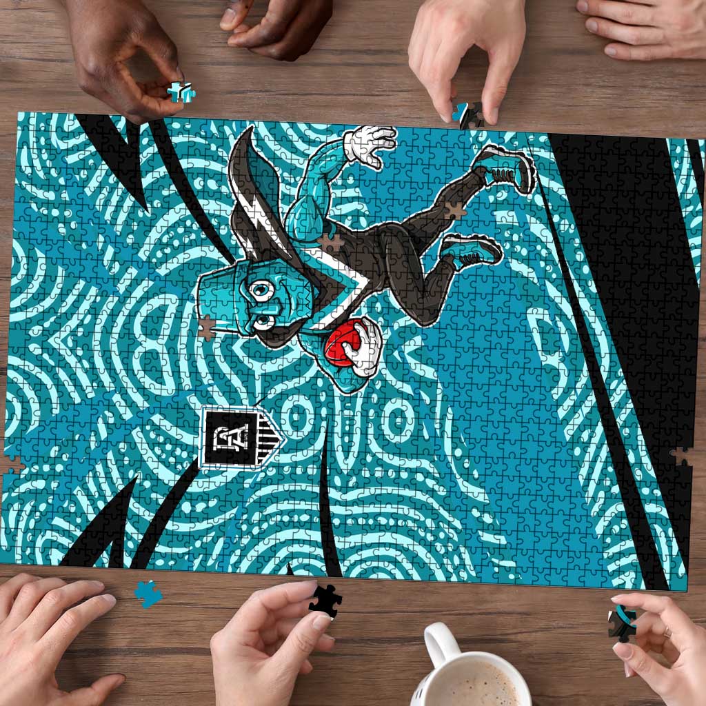Port Adelaide Australian Football Puzzle Power Hero Mascot With Indigenous Pattern Art
