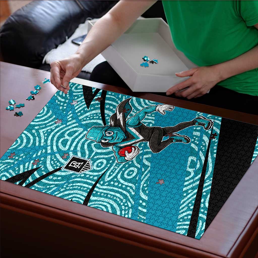 Port Adelaide Australian Football Puzzle Power Hero Mascot With Indigenous Pattern Art