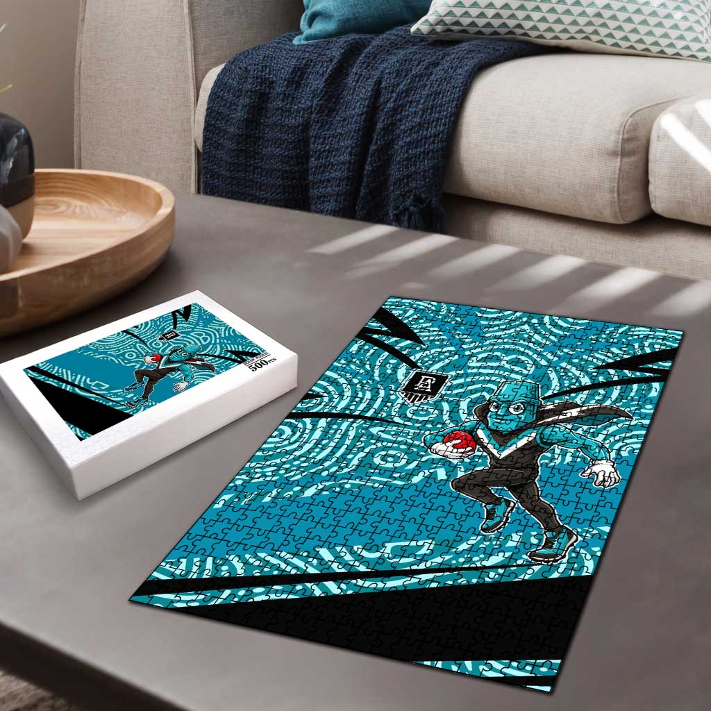Port Adelaide Australian Football Puzzle Power Hero Mascot With Indigenous Pattern Art