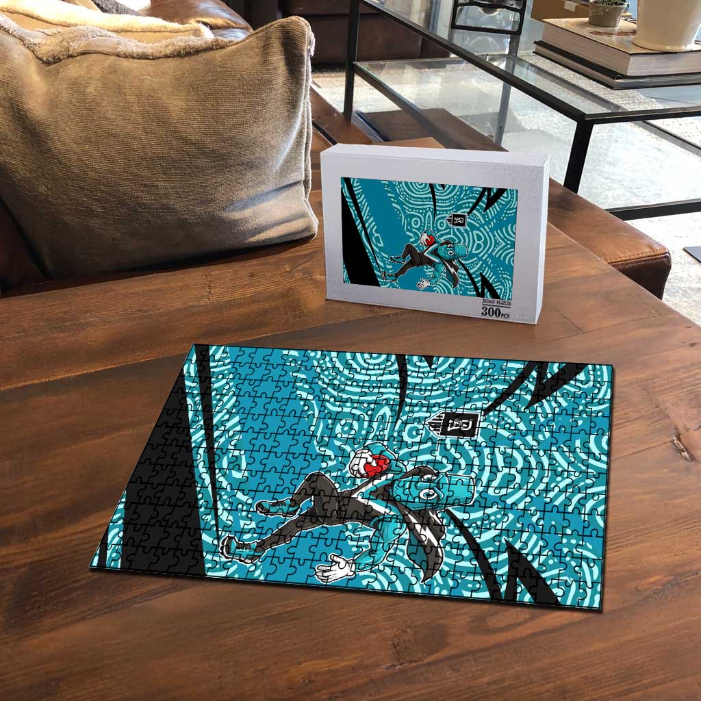 Port Adelaide Australian Football Puzzle Power Hero Mascot With Indigenous Pattern Art