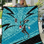 Port Adelaide Australian Football Quilt Power Hero Mascot With Indigenous Pattern Art