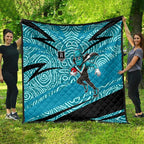 Port Adelaide Australian Football Quilt Power Hero Mascot With Indigenous Pattern Art