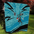 Port Adelaide Australian Football Quilt Power Hero Mascot With Indigenous Pattern Art