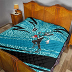 Port Adelaide Australian Football Quilt Power Hero Mascot With Indigenous Pattern Art