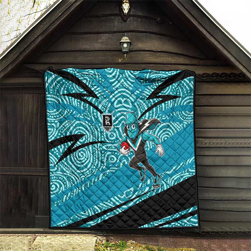 Port Adelaide Australian Football Quilt Power Hero Mascot With Indigenous Pattern Art