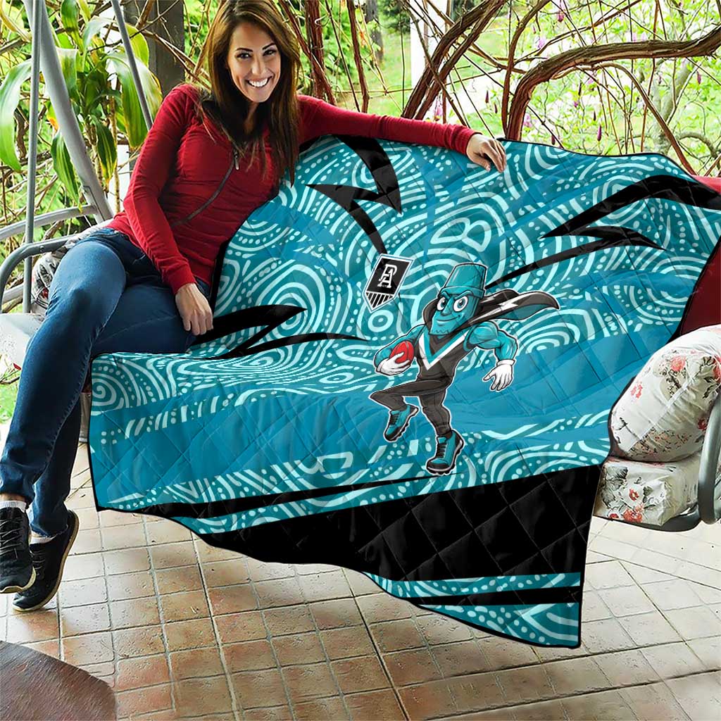 Port Adelaide Australian Football Quilt Power Hero Mascot With Indigenous Pattern Art