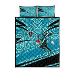 Port Adelaide Australian Football Quilt Bed Set Power Hero Mascot With Indigenous Pattern Art