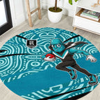 Port Adelaide Australian Football Round Carpet Power Hero Mascot With Indigenous Pattern Art