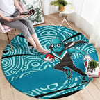 Port Adelaide Australian Football Round Carpet Power Hero Mascot With Indigenous Pattern Art
