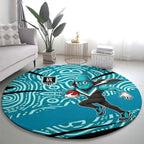 Port Adelaide Australian Football Round Carpet Power Hero Mascot With Indigenous Pattern Art