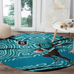 Port Adelaide Australian Football Round Carpet Power Hero Mascot With Indigenous Pattern Art