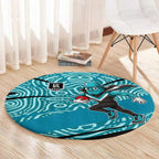 Port Adelaide Australian Football Round Carpet Power Hero Mascot With Indigenous Pattern Art