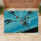 Port Adelaide Australian Football Rubber Doormat Power Hero Mascot With Indigenous Pattern Art