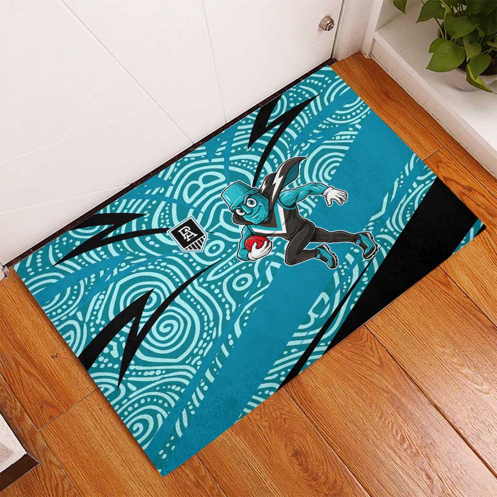 Port Adelaide Australian Football Rubber Doormat Power Hero Mascot With Indigenous Pattern Art