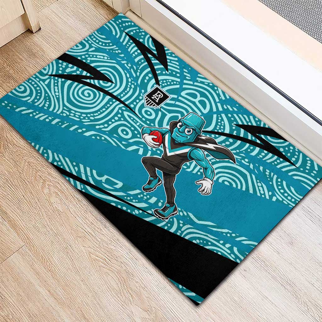 Port Adelaide Australian Football Rubber Doormat Power Hero Mascot With Indigenous Pattern Art