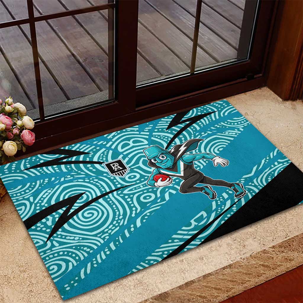 Port Adelaide Australian Football Rubber Doormat Power Hero Mascot With Indigenous Pattern Art